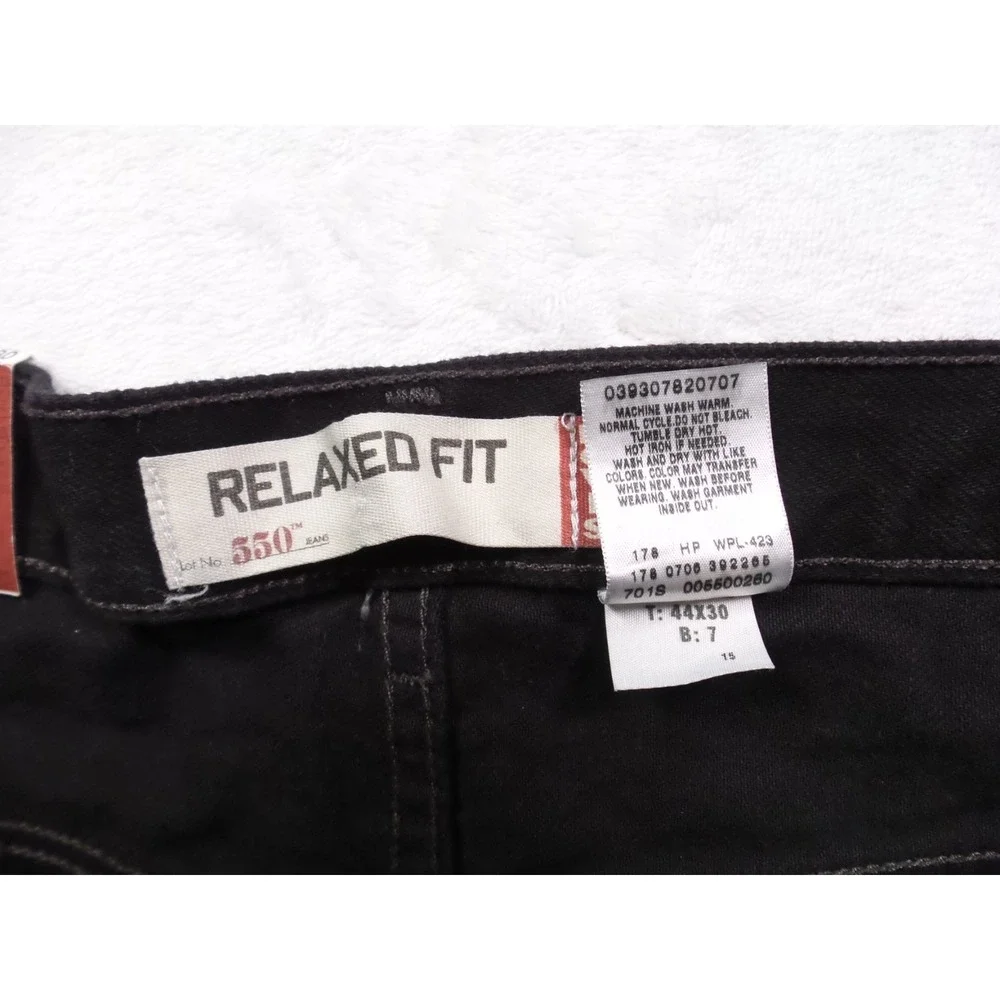 Vintage Levis Mens Jeans 44 x 30 Black Denim 550‎ Tapered Leg Relaxed Fit NWT